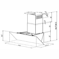 FERRE COOKER HOOD CHIMNEY GLASS 600mm BLK