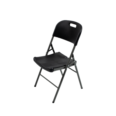 Totai 17/006B black foldable plastic chair with steel frame