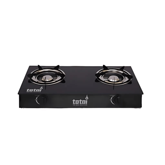 Totai 26/013A two burner black glass tabletop gas stove