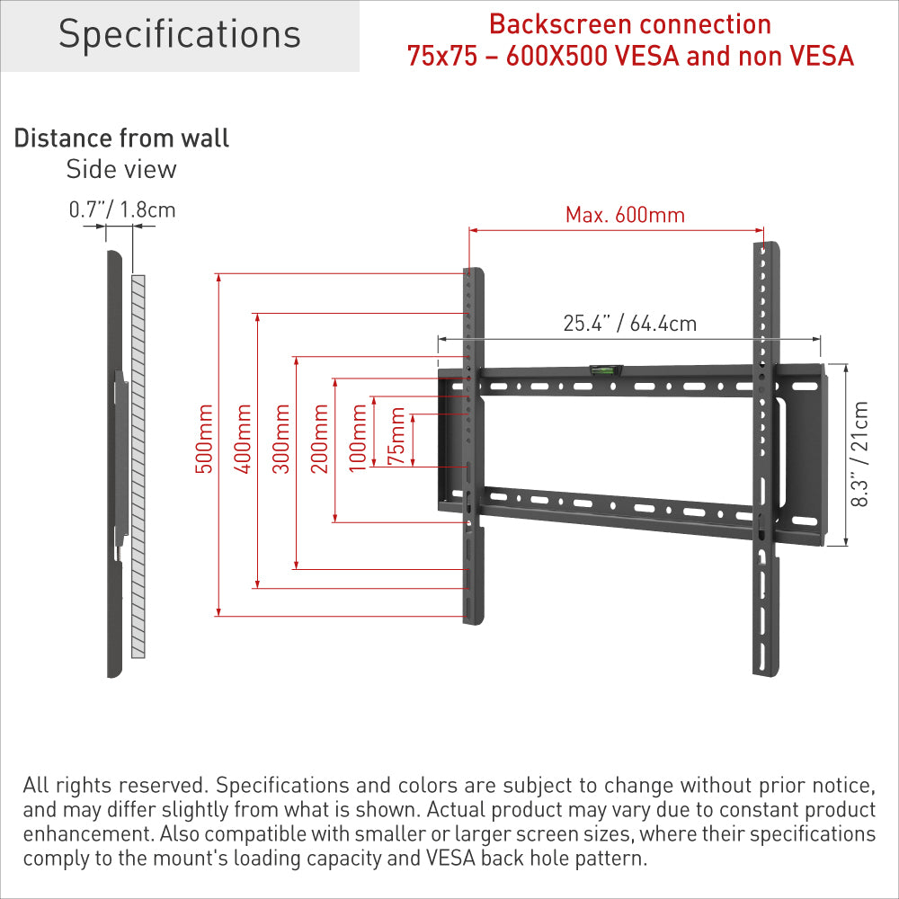 BARKAN BRK WALL MOUNT FLAT 13-90"