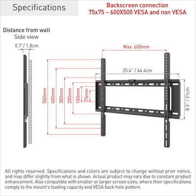 BARKAN BRK WALL MOUNT FLAT 13-90"