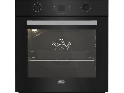 DEFY OVEN 600 SLIMLINE E/L T/F TC CLOCK BLK GLS