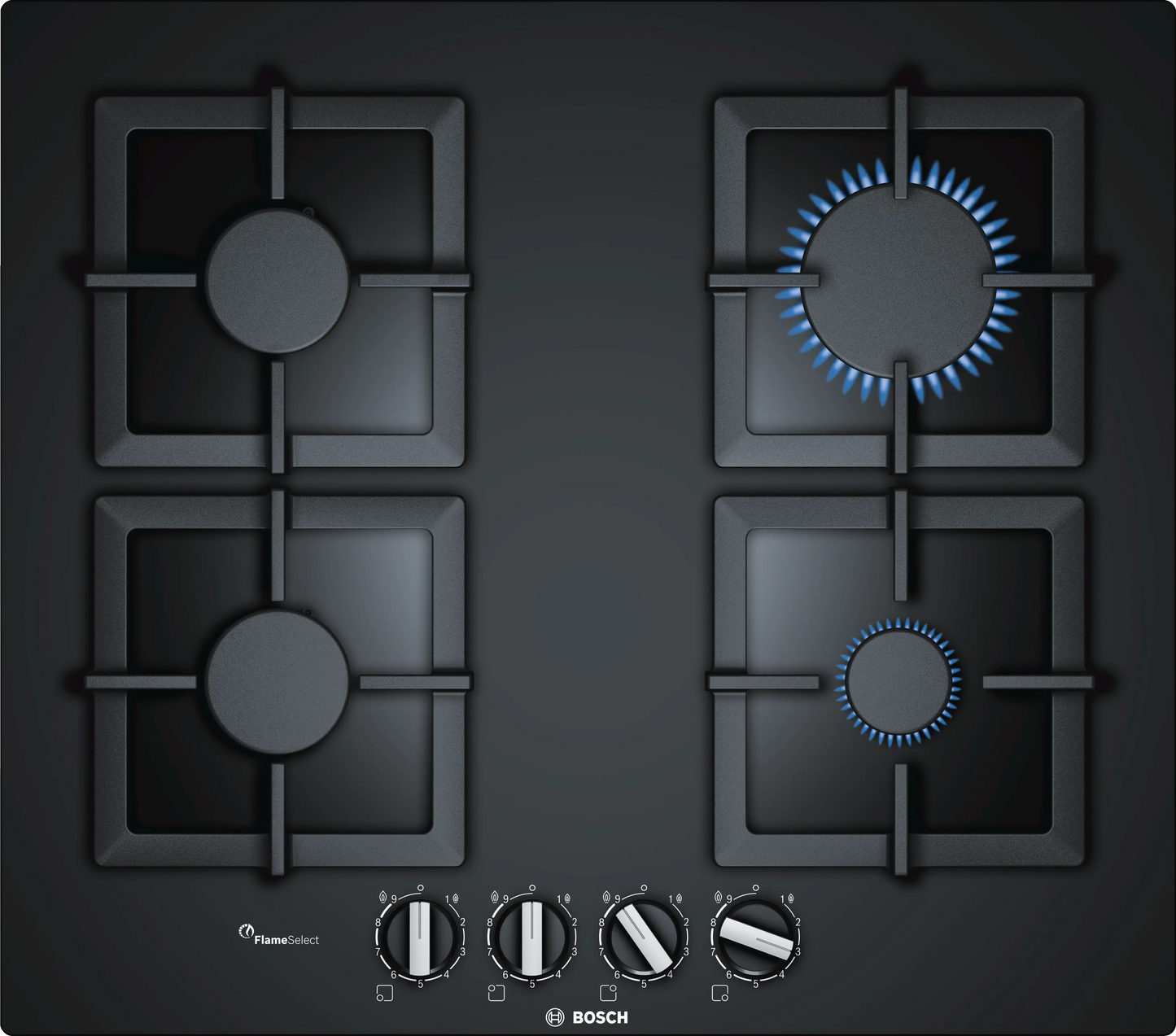 Bosch Series 6 60cm Gas Hob Black Tempered Glass PPP6A6B20Z