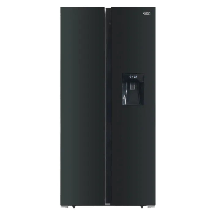 DEFY FRIDGE SIDE BY SIDE WD GLASS D BLK