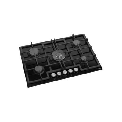 Ferre 75cm 5 Gas Burner Black Glass Top Hob-- ED035