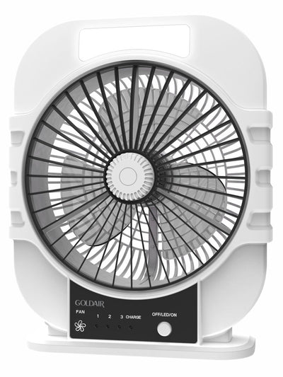 GOLDAIR BOX FAN RECHAGABLE 8"