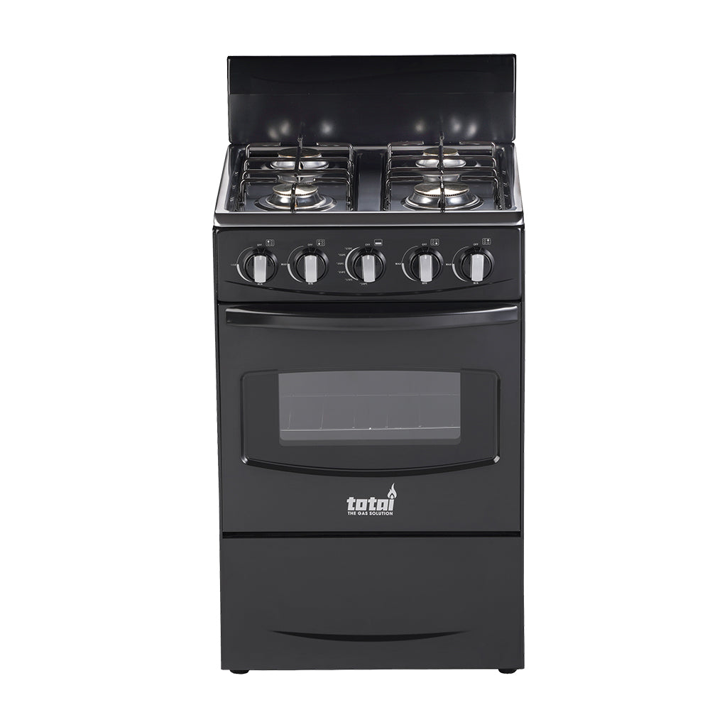 Totai 03/T300ABF 50cm black four burner full gas stove with gas oven