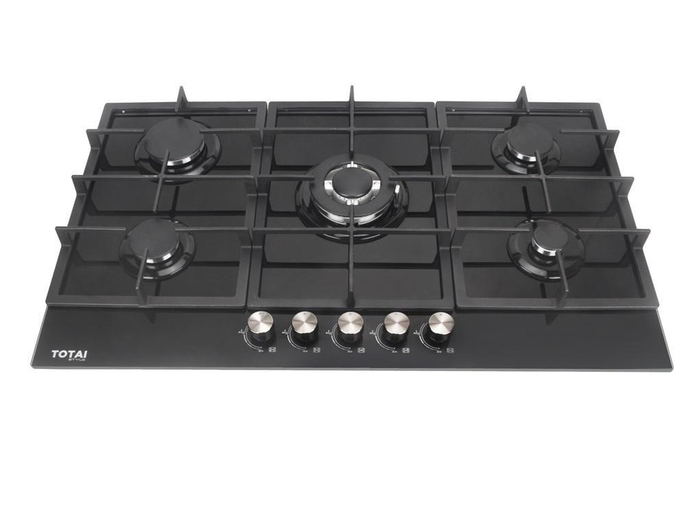 Totai 03/TS5BNR-GG 90cm five burner gas-on-glass hob black