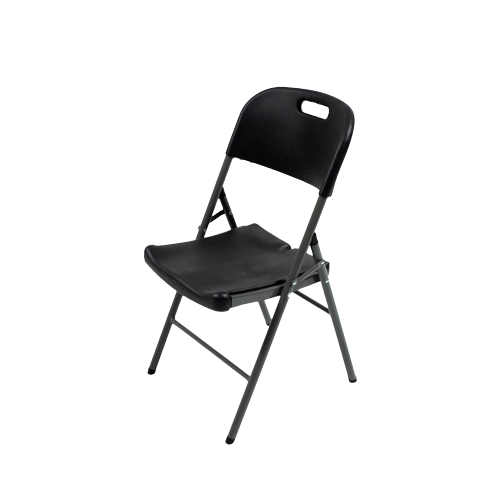 Totai 17/006B black foldable plastic chair with steel frame