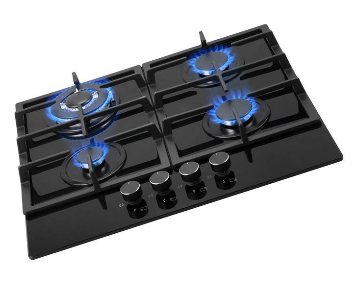 Totai 26/GOG4BNR 60cm four burner gas-on-glass hob black