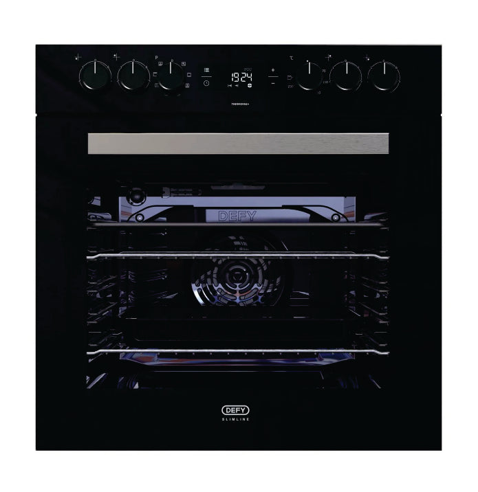Defy DBO488 Slimline Oven Thermofan - Black