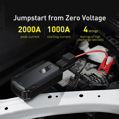 Baseus 20000mAh Car Jump Starter Power Bank 2000A 1000A Car Battery Charger Auto Emergency Booster Starting Device Jump Start